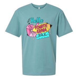 Retro Back To School Hello Fourth Grade Sueded Cloud Jersey T-Shirt