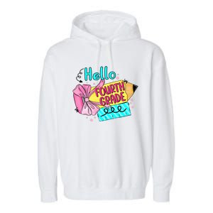 Retro Back To School Hello Fourth Grade Garment-Dyed Fleece Hoodie