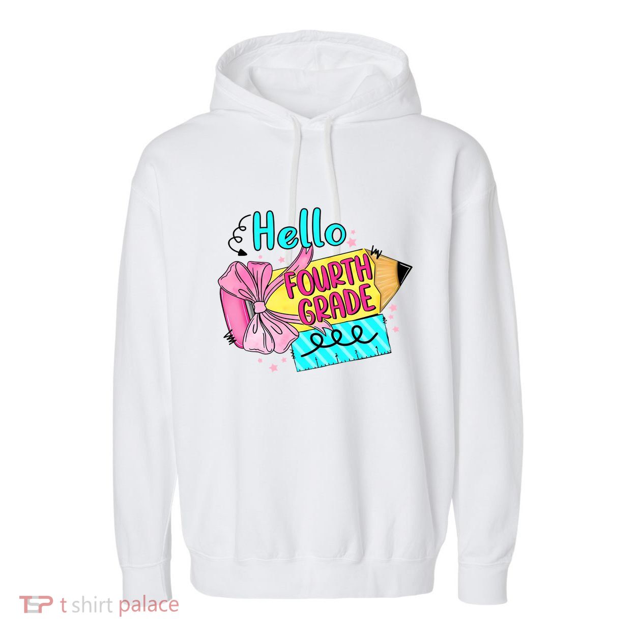 Retro Back To School Hello Fourth Grade Garment-Dyed Fleece Hoodie