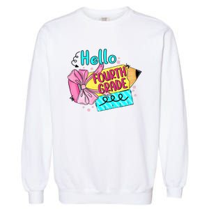 Retro Back To School Hello Fourth Grade Garment-Dyed Sweatshirt