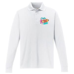 Retro Back To School Hello Fourth Grade Performance Long Sleeve Polo