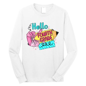 Retro Back To School Hello Fourth Grade Long Sleeve Shirt