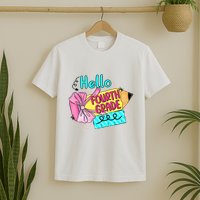 Retro Back To School Hello Fourth Grade T-Shirt
