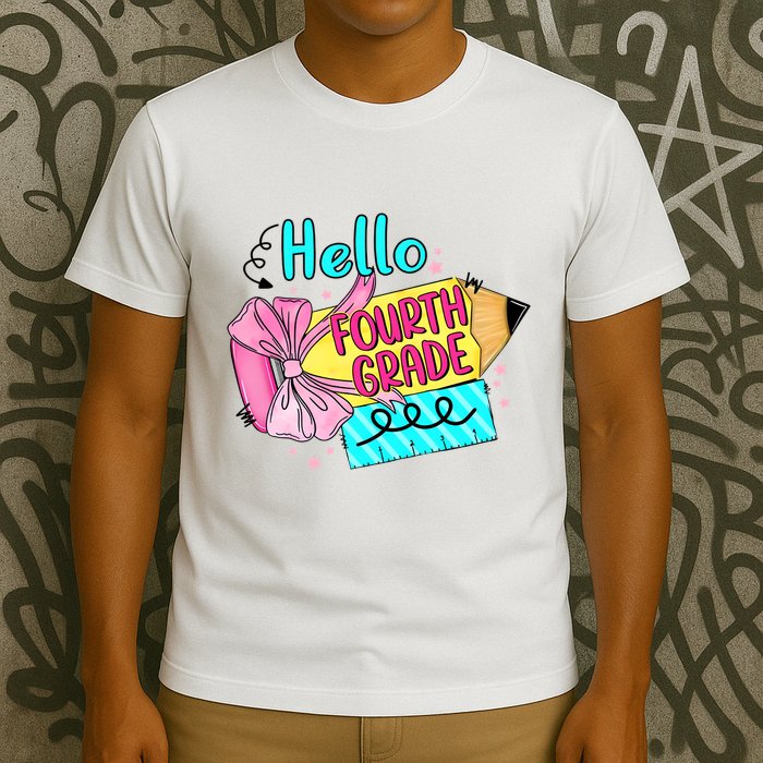 Retro Back To School Hello Fourth Grade T-Shirt