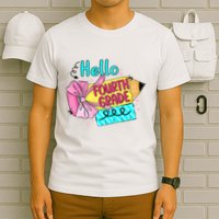 Retro Back To School Hello Fourth Grade T-Shirt