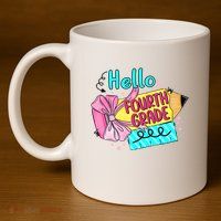 Retro Back To School Hello Fourth Grade 11oz C Handle Ceramic Mug
