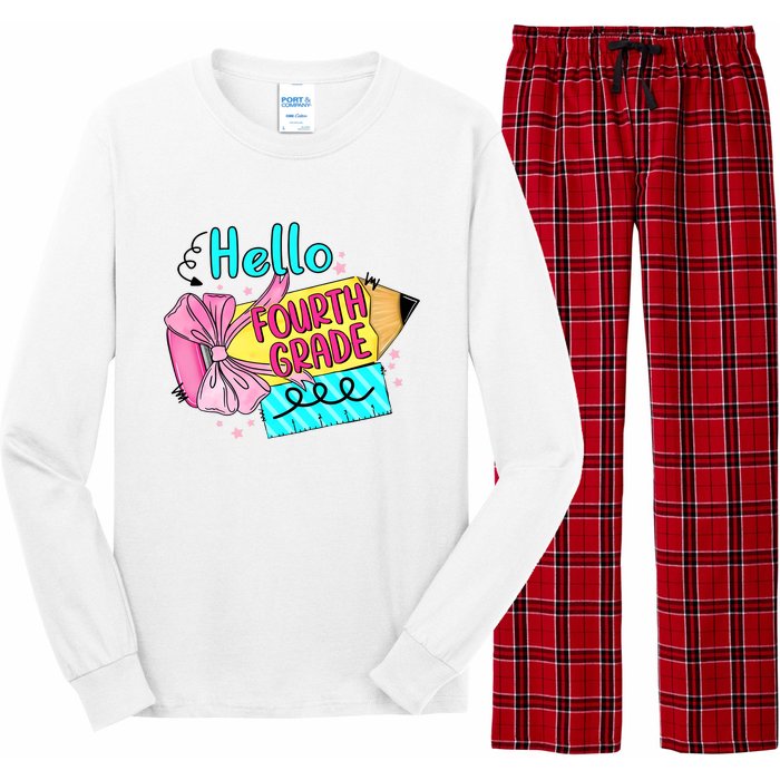 Retro Back To School Hello Fourth Grade Long Sleeve Pajama Set