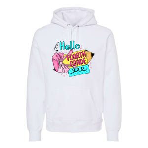 Retro Back To School Hello Fourth Grade Premium Hoodie