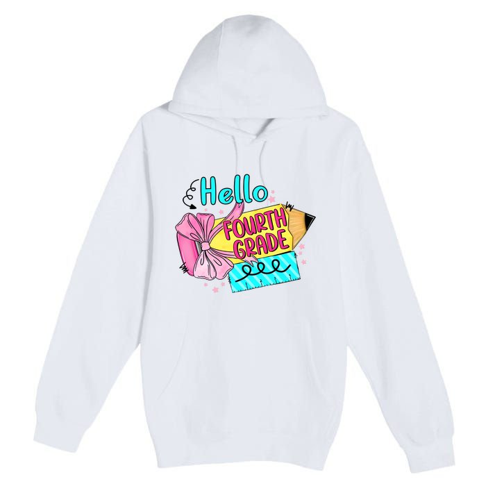 Retro Back To School Hello Fourth Grade Premium Pullover Hoodie