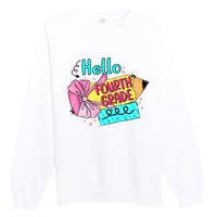 Retro Back To School Hello Fourth Grade Premium Crewneck Sweatshirt