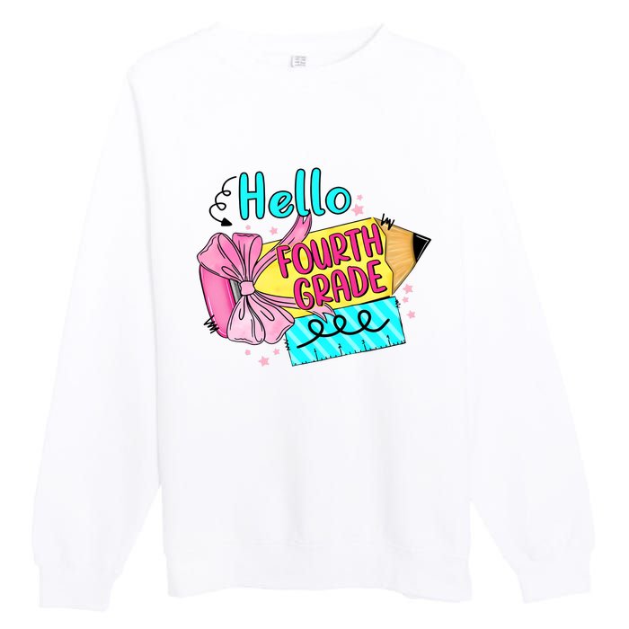 Retro Back To School Hello Fourth Grade Premium Crewneck Sweatshirt