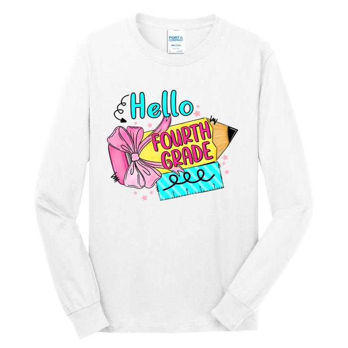 Retro Back To School Hello Fourth Grade Tall Long Sleeve T-Shirt