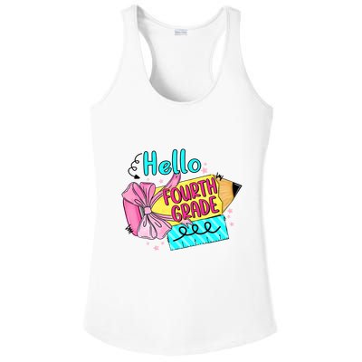 Retro Back To School Hello Fourth Grade Ladies PosiCharge Competitor Racerback Tank