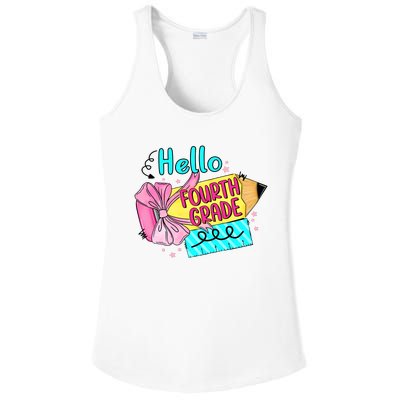 Retro Back To School Hello Fourth Grade Ladies PosiCharge Competitor Racerback Tank