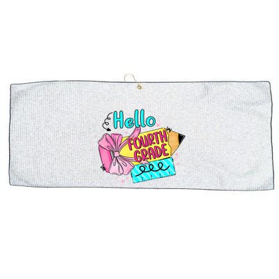 Retro Back To School Hello Fourth Grade Large Microfiber Waffle Golf Towel