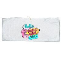 Retro Back To School Hello Fourth Grade Large Microfiber Waffle Golf Towel