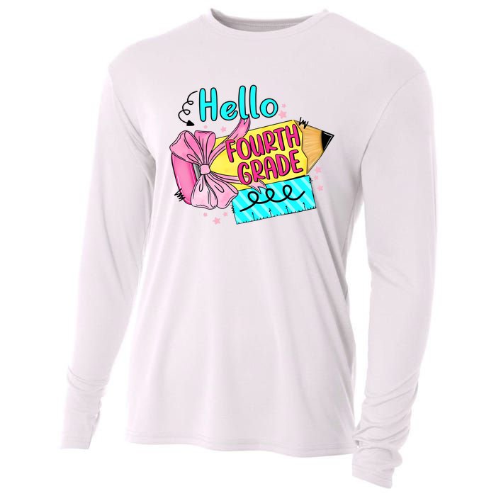 Retro Back To School Hello Fourth Grade Cooling Performance Long Sleeve Crew