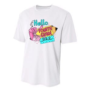 Retro Back To School Hello Fourth Grade Performance Sprint T-Shirt