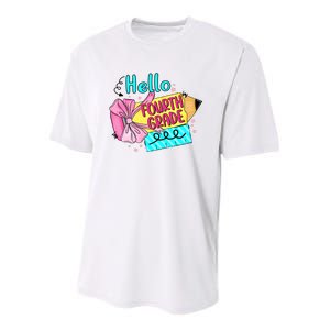 Retro Back To School Hello Fourth Grade Youth Performance Sprint T-Shirt