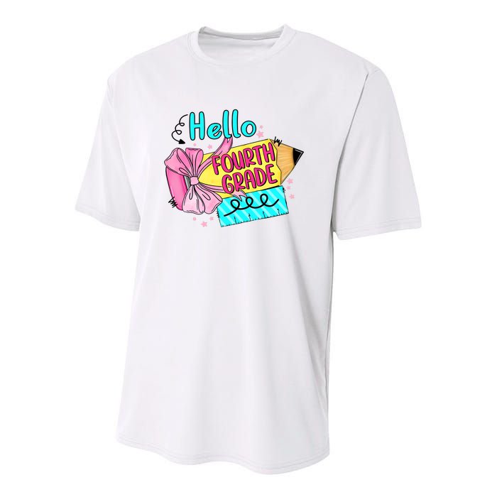 Retro Back To School Hello Fourth Grade Youth Performance Sprint T-Shirt