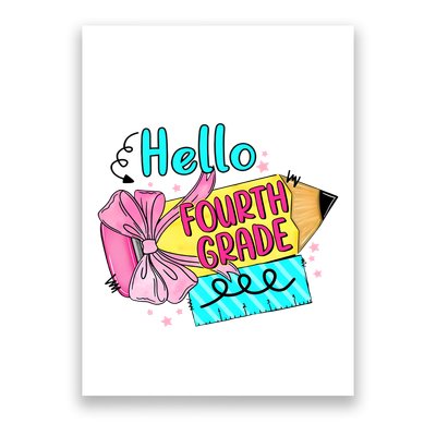 Retro Back To School Hello Fourth Grade Poster