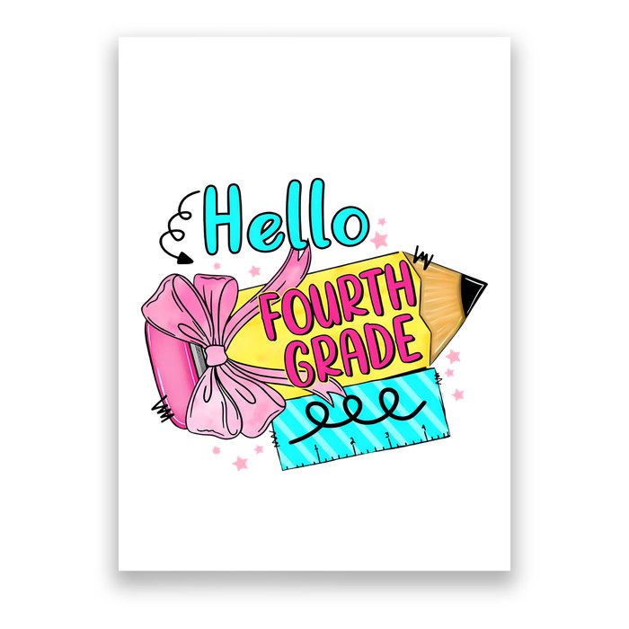 Retro Back To School Hello Fourth Grade Poster