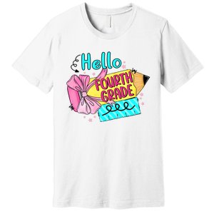 Retro Back To School Hello Fourth Grade Premium T-Shirt