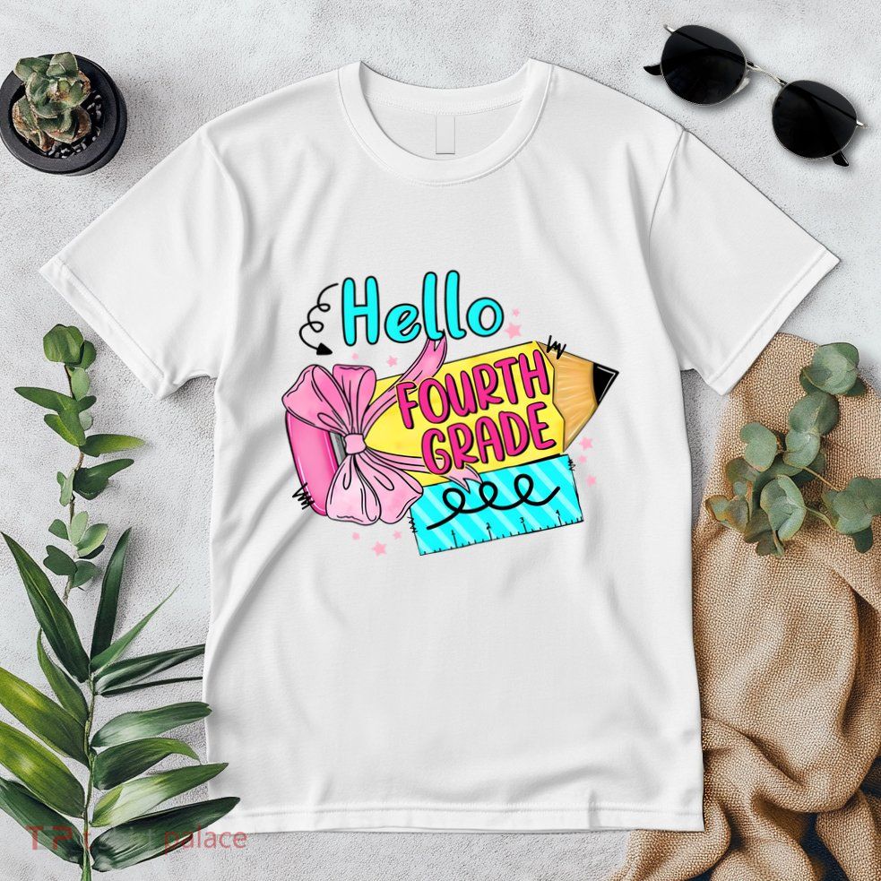 Retro Back To School Hello Fourth Grade Premium T-Shirt