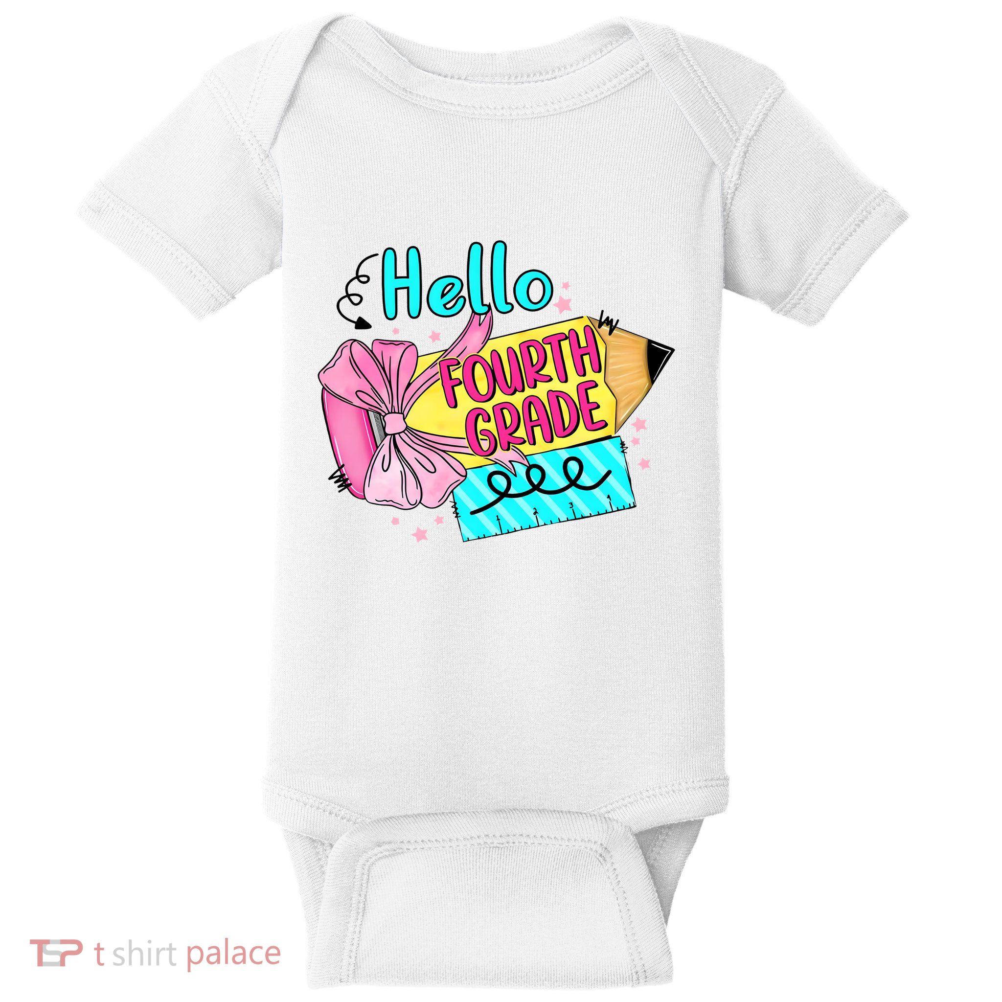 Retro Back To School Hello Fourth Grade Baby Bodysuit