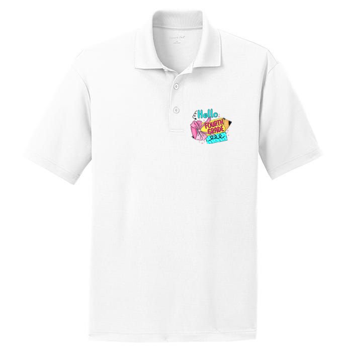 Retro Back To School Hello Fourth Grade PosiCharge RacerMesh Polo