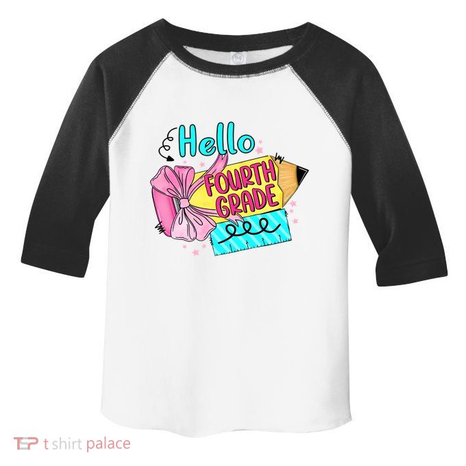Retro Back To School Hello Fourth Grade Toddler Fine Jersey T-Shirt