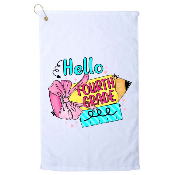 Retro Back To School Hello Fourth Grade Golf Towel