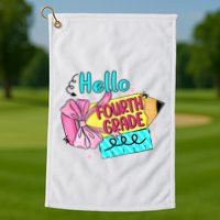 Retro Back To School Hello Fourth Grade Golf Towel