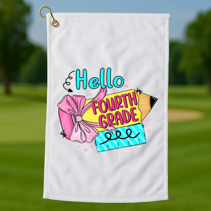 Retro Back To School Hello Fourth Grade Golf Towel