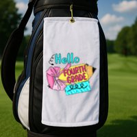 Retro Back To School Hello Fourth Grade Golf Towel