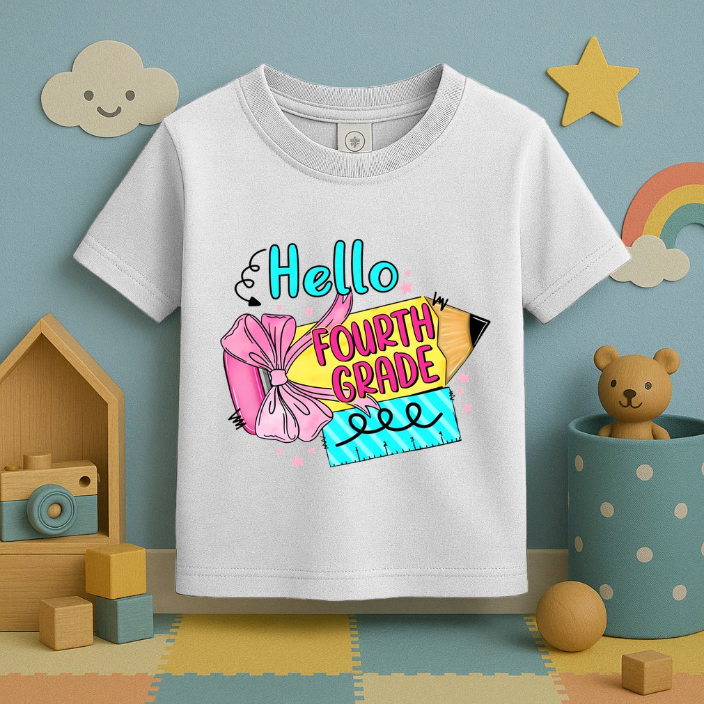Retro Back To School Hello Fourth Grade Toddler T-Shirt