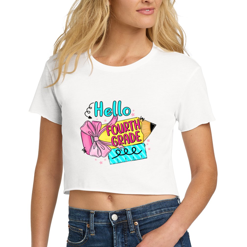 Retro Back To School Hello Fourth Grade Crop Top