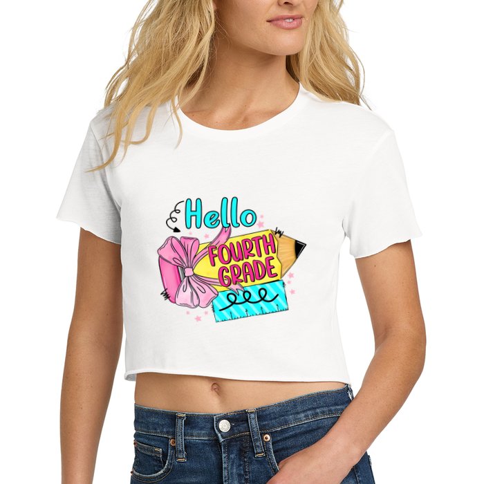 Retro Back To School Hello Fourth Grade Crop Top