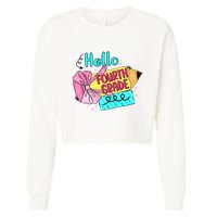 Retro Back To School Hello Fourth Grade Cropped Pullover Crew