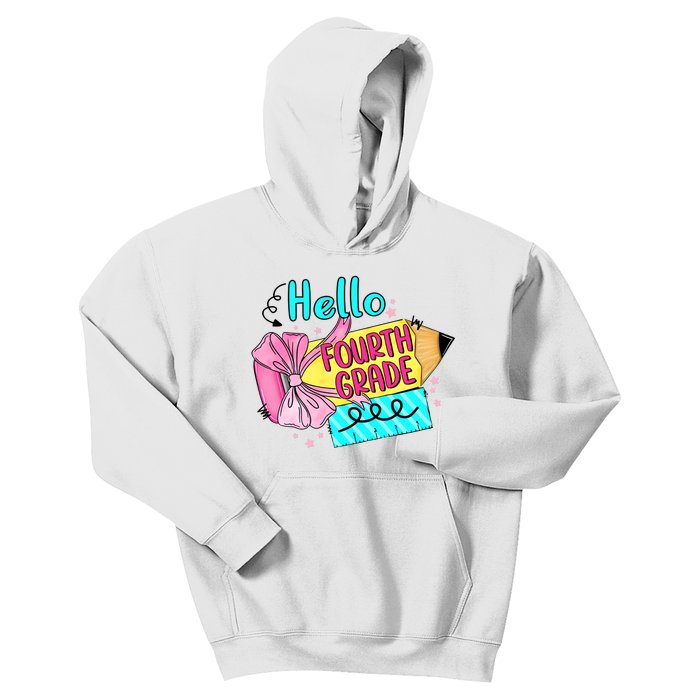 Retro Back To School Hello Fourth Grade Kids Hoodie