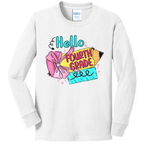 Retro Back To School Hello Fourth Grade Kids Long Sleeve Shirt