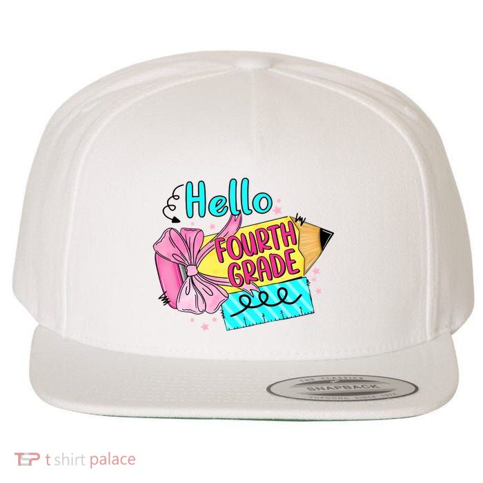 Retro Back To School Hello Fourth Grade Wool Snapback Cap