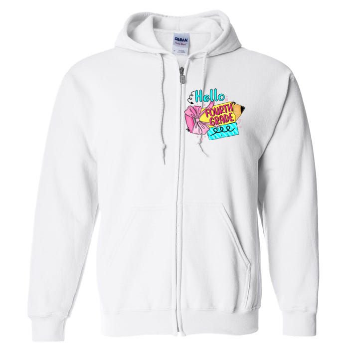 Retro Back To School Hello Fourth Grade Full Zip Hoodie