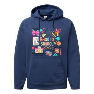 Retro Back To School Teacher Pencil Performance Fleece Hoodie