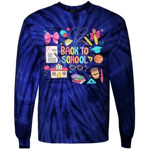 Retro Back To School Teacher Pencil Tie-Dye Long Sleeve Shirt