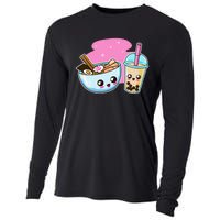 Ra Bubble Tea  Boba Noodles Japanese Anime   Cooling Performance Long Sleeve Crew