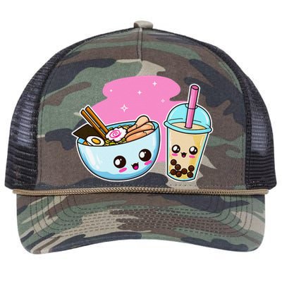 Ra Bubble Tea  Boba Noodles Japanese Anime   Retro Rope Trucker Hat Cap