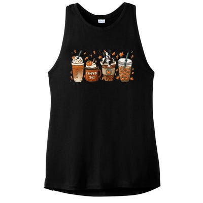 Retro Boston Terriers Lover Pumpkin Spice Coffee Warm Autumn Cool Gift Ladies PosiCharge Tri-Blend Wicking Tank