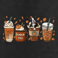 Retro Boston Terriers Lover Pumpkin Spice Coffee Warm Autumn Cool Gift 7 Panel Mesh Trucker Snapback Hat