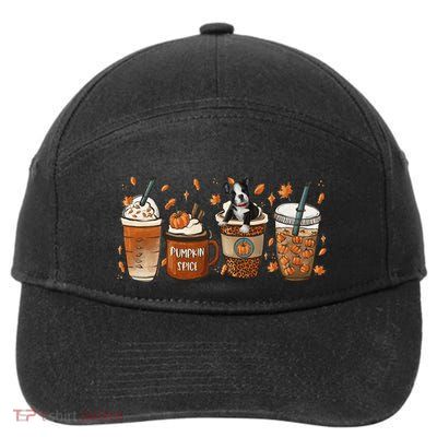 Retro Boston Terriers Lover Pumpkin Spice Coffee Warm Autumn Cool Gift 7-Panel Snapback Hat